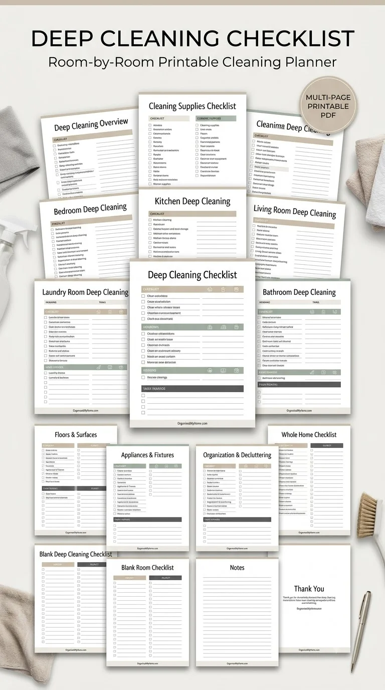 Deep Cleaning Checklist Printable PDF – Room-by-Room Home Cleaning Planner - Image 2