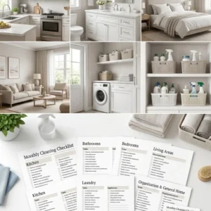 Monthly Cleaning Checklist Printable PDF – Monthly House Cleaning Planner