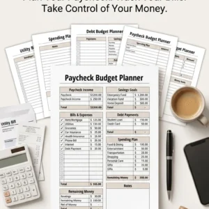 Paycheck Budget Planner Printable PDF – Simple Paycheck-to-Paycheck Budget Worksheet